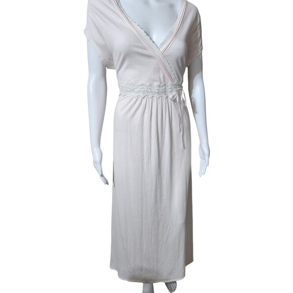 Eileen West Classical Touch Nightgown Large Pink Maxi V-Neck Lace Trim & Bow New - Picture 4 of 11